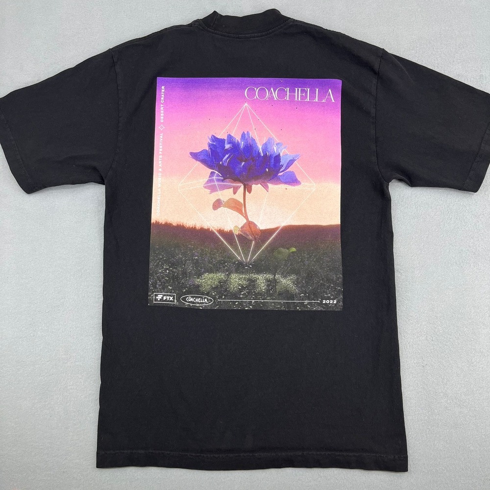Coachella FTX 2022 Desert Crater Festival Graphic T-Shirt Mens Small Black